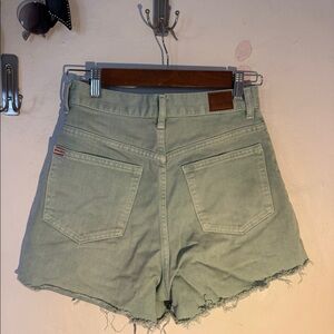UO BDG teal high-rise jean shorts